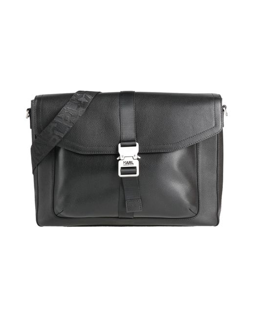 Karl Lagerfeld Black Cross-Body Bag Cow Leather, Polyurethane for men