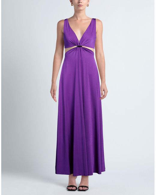 Pinko Purple Dark Maxi Dress Polyamide, Elastane