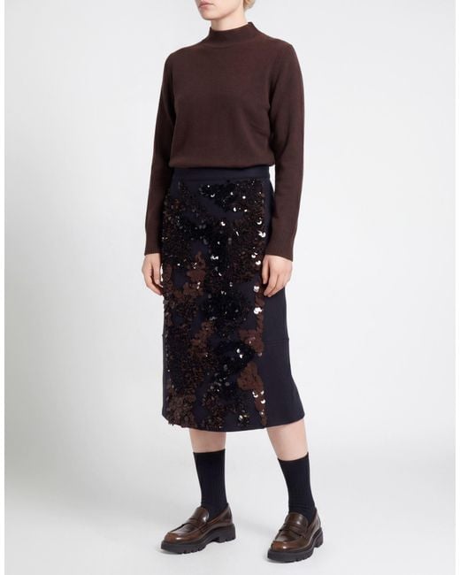 Plan C Black Midnight Midi Skirt Virgin Wool, Polyamide, Recycled Wool