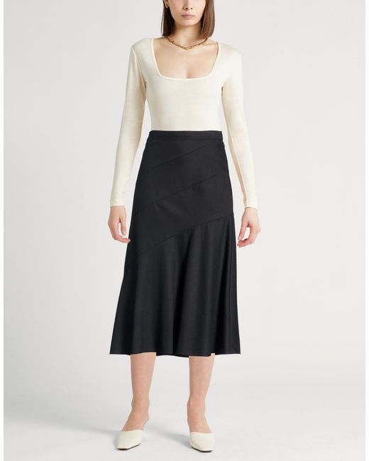 Theory Black Midi Skirt Virgin Wool