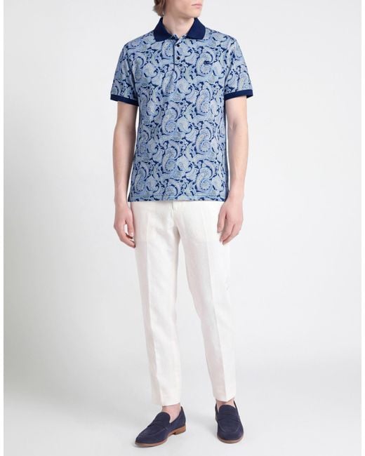 Etro Blue Polo Shirt Cotton for men
