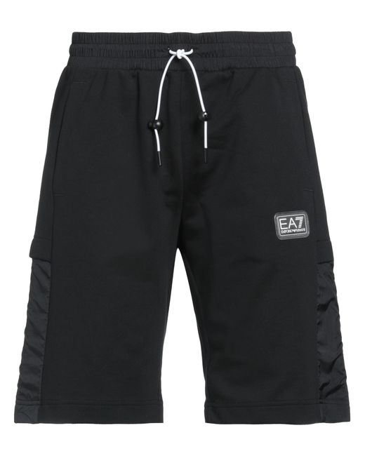 EA7 Black Shorts & Bermuda Shorts Cotton, Polyamide for men