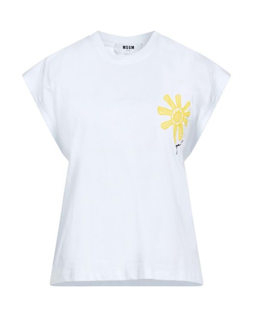 MSGM White T-Shirt Cotton