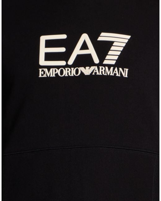EA7 Black Sweatshirt Cotton, Elastane for men