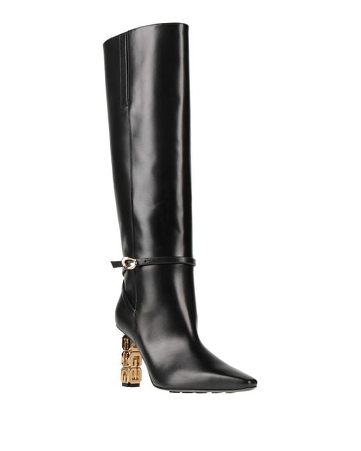 Givenchy Black Sculpted Heel Leather High Boot For By