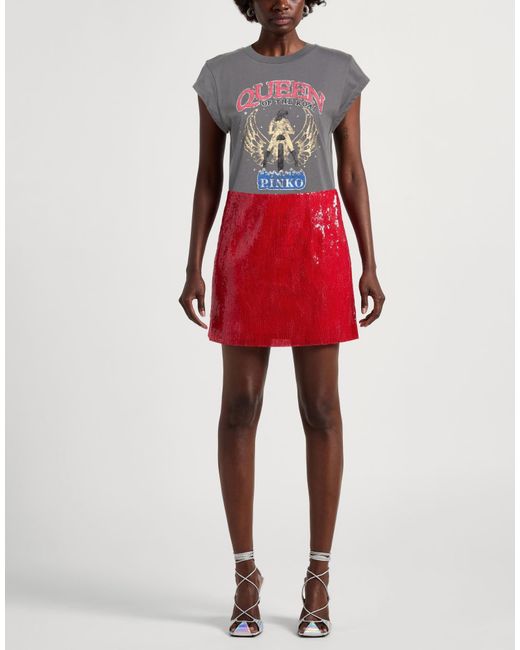 Pinko Gray Denim T-Shirt Cotton, Glass