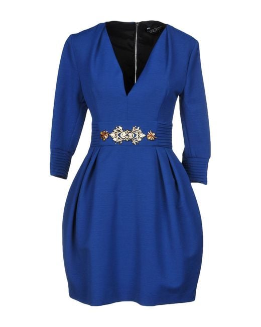 Nora Barth Blue Bright Mini Dress Viscose, Polyester, Wool, Elastane
