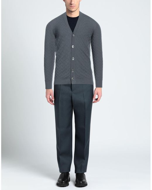 Drumohr Blue Slate Cardigan Merino Wool for men