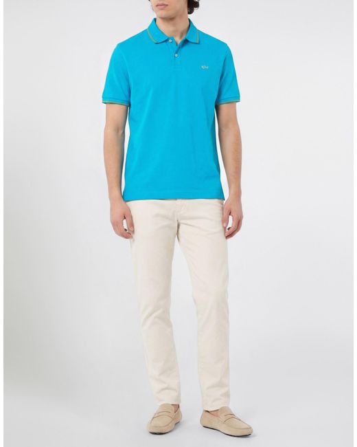 Paul & Shark Blue Azure Polo Shirt Cotton for men
