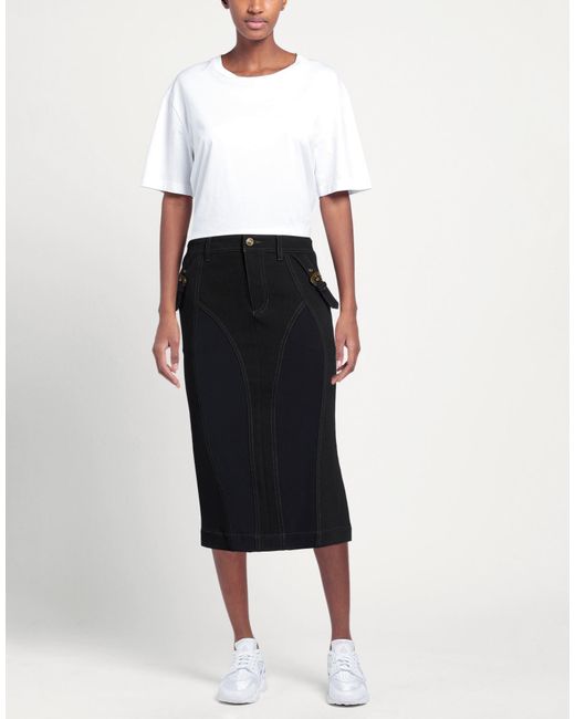 Versace Jeans Couture Black Denim Skirt Cotton, Elastane