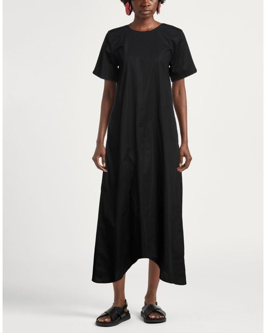 Alpha Studio Black Maxi Dress Cotton, Elastane
