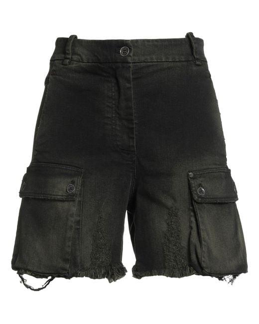 Masnada Black Denim Shorts Cotton, Elastane
