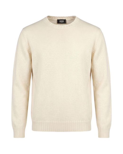 Alpha Studio White Sweater Cashmere for men