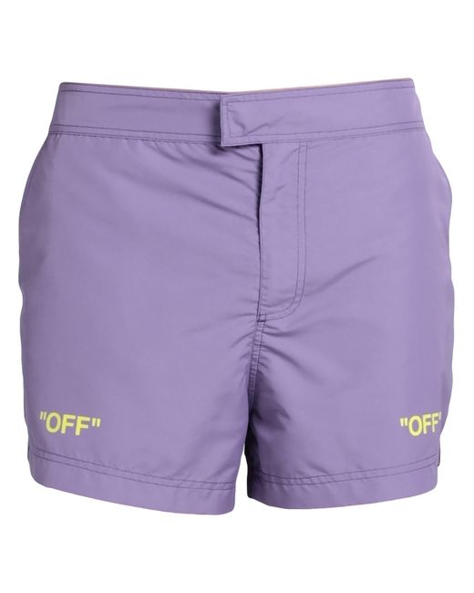 Off-White c/o Virgil Abloh Purple Sunrise Off Quote-print Swim Shorts for men