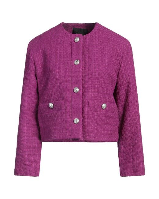 Maje Purple Jacket Cotton, Polyamide, Polyester