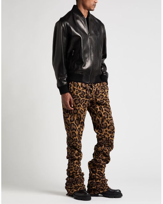 Versace Black Jacket Lambskin, Viscose, Polyester, Cotton, Elastane for men