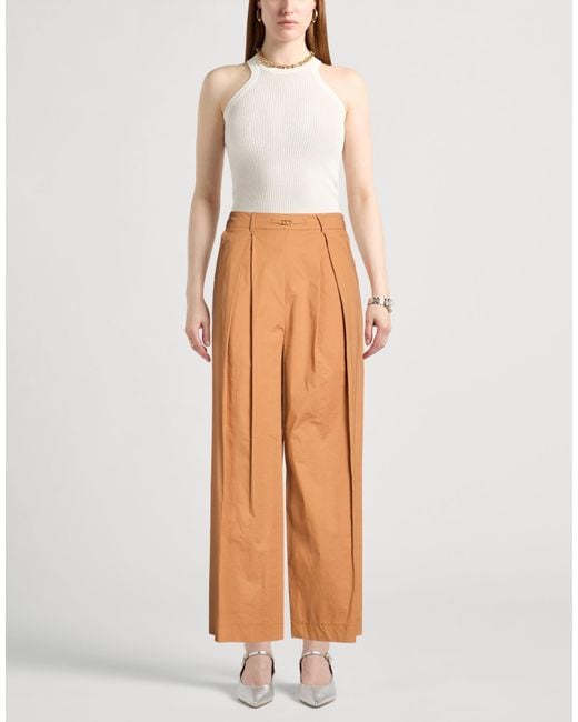Twinset Orange Pants Cotton, Elastane