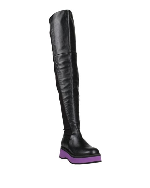 Paloma Barceló Black Boot Leather, Elastic Fibres