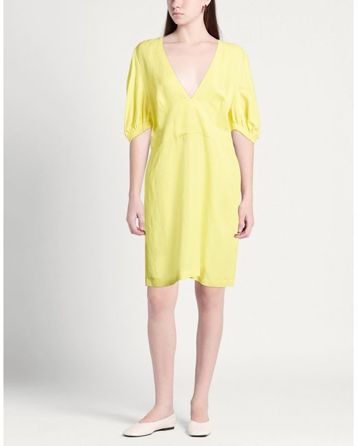 Twinset Yellow Mini Dress Viscose, Linen