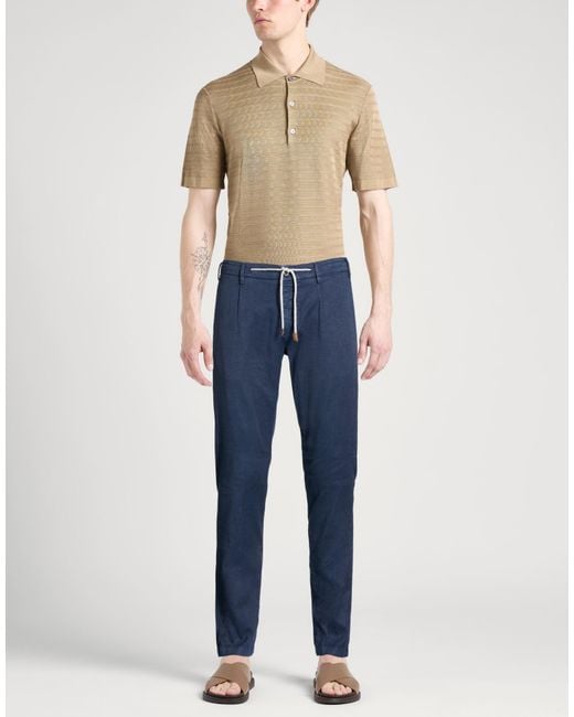 Eleventy Blue Pants Linen, Cotton, Elastane for men