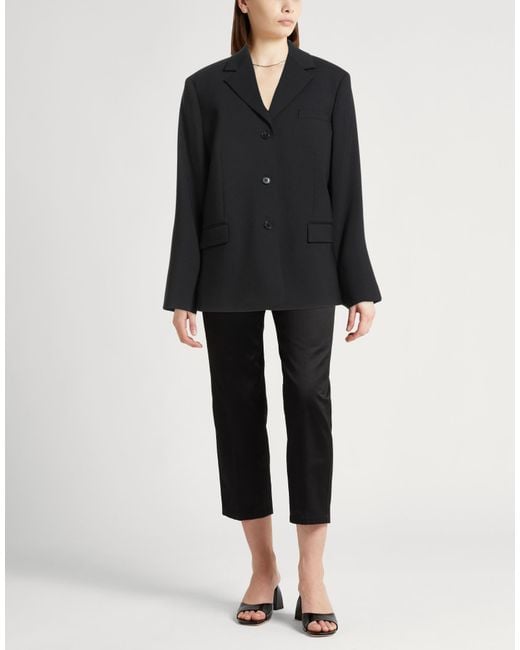 Theory Black Blazer Polyester, Wool, Polyurethane