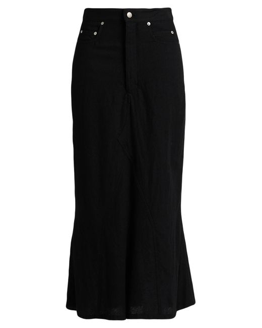 Rick Owens Black Midi Skirt Virgin Wool