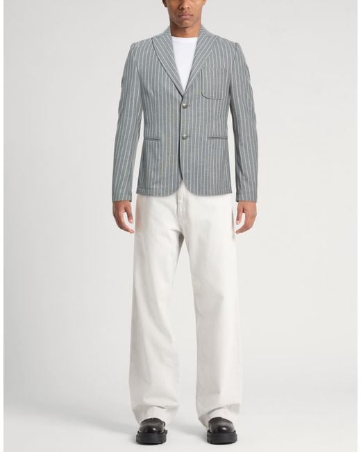 Daniele Alessandrini Gray Blazer Polyester, Viscose, Elastane for men