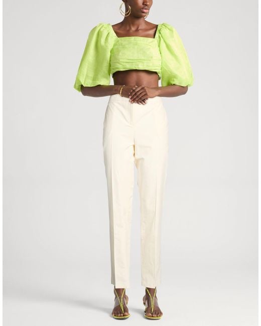 Twinset Natural Cream Pants Cotton, Lyocell