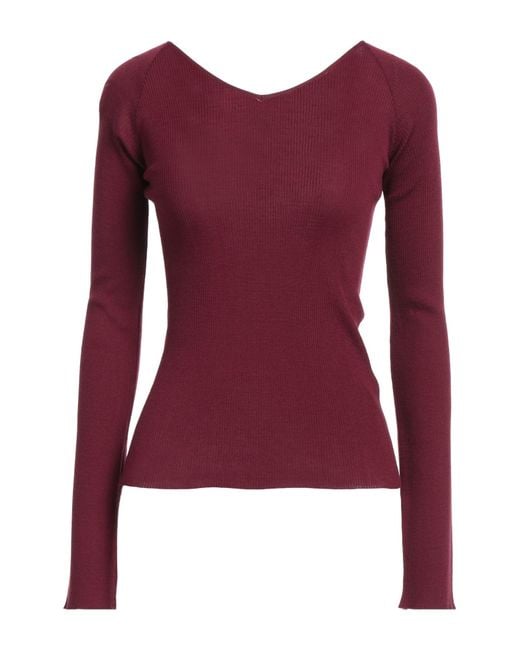 Roberto Collina Red Burgundy Sweater Merino Wool