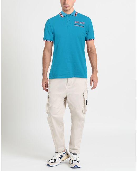 Just Cavalli Blue Polo Shirt for men