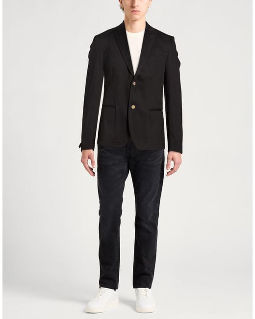 Daniele Alessandrini Black Blazer Cotton, Elastane for men