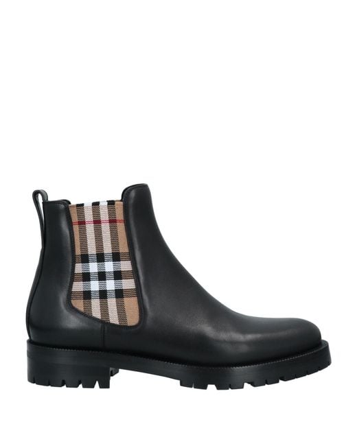 Burberry Black Vintage Check Detail Leather Chelsea Boot