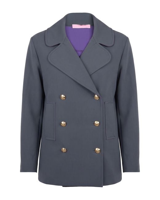 La Fille Des Fleurs Blue Overcoat & Trench Coat Polyamide, Elastane