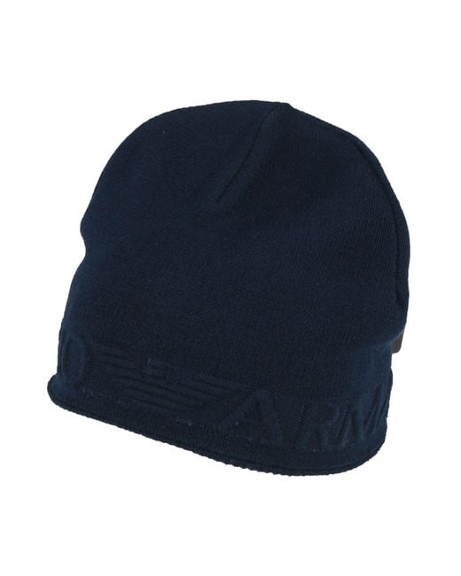 Emporio Armani Blue Hat Wool, Acrylic for men