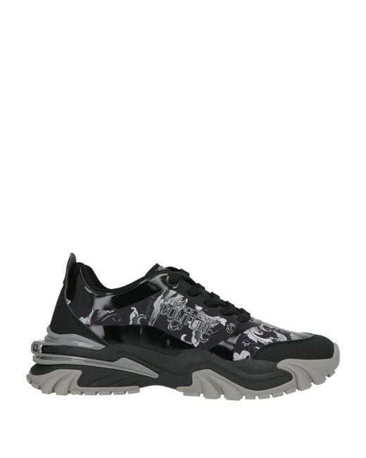 Versace Jeans Couture Black Sneakers Leather, Textile Fibers for men