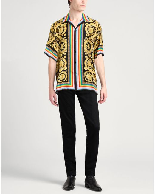 Versace Yellow Shirt Silk for men