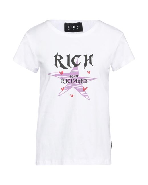 John Richmond White T-Shirt Cotton, Elastane