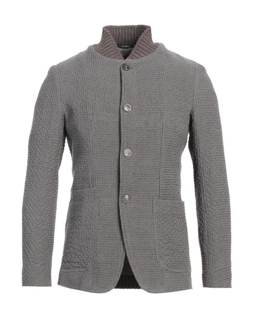 Emporio Armani Gray Jacket Virgin Wool, Polyamide, Elastane, Acrylic for men