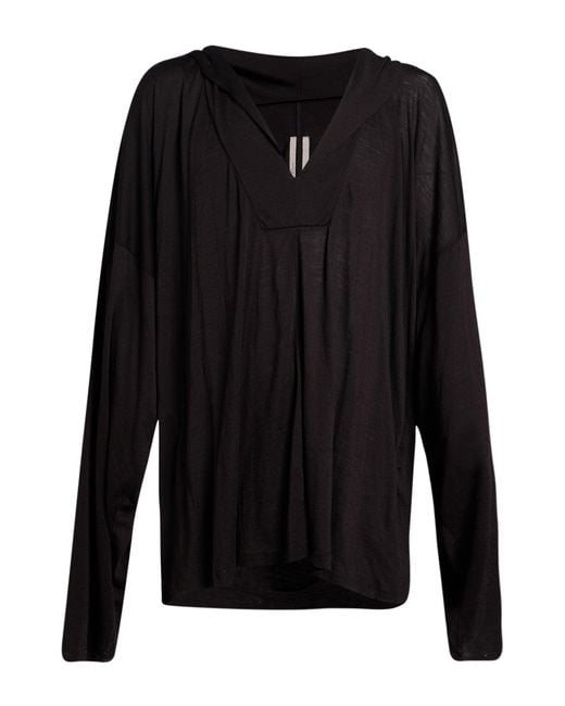 Rick Owens Black T-Shirt Virgin Wool, Silk for men