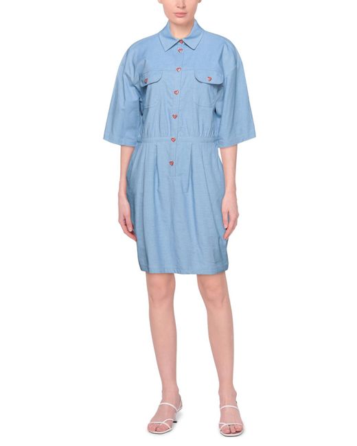 Love Moschino Blue Azure Midi Dress Cotton, Elastane