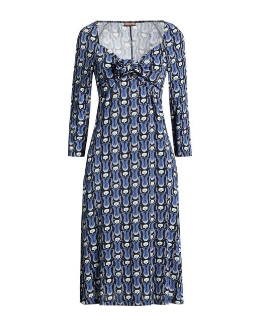 Maliparmi Blue Midi Dress Viscose, Elastane