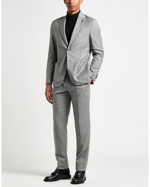 Paoloni Gray Suit Virgin Wool, Elastane for men