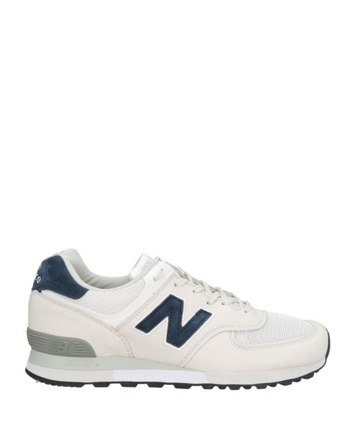 New Balance White Sneakers Leather, Textile Fibers for men