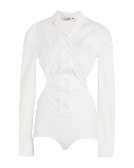 Philosophy Di Lorenzo Serafini White Bodysuit Polyester, Polyamide, Elastane