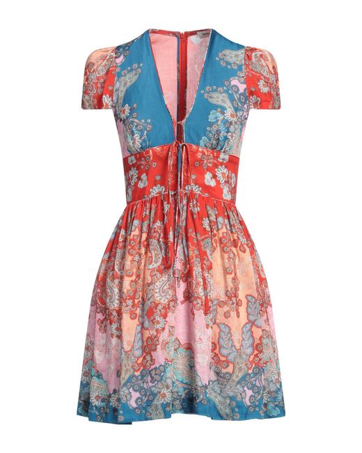 Sandro Red Mini Dress Viscose, Linen