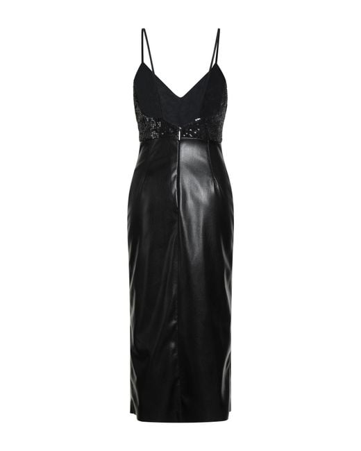 MSGM Black Midi Dress Polyester, Cotton, Polyamide
