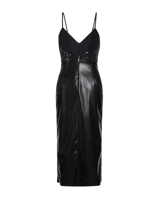 MSGM Black Midi Dress Polyester, Cotton, Polyamide