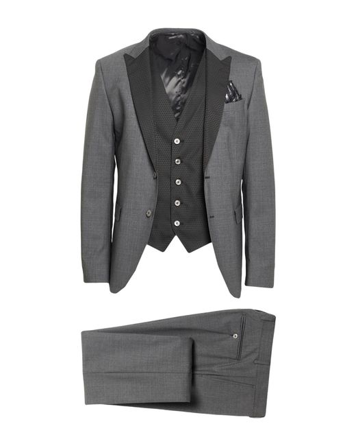 Manuel Ritz Gray Suit Virgin Wool, Elastane for men