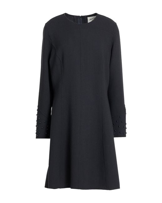 AVOLIO Milano Black Mini Dress Virgin Wool