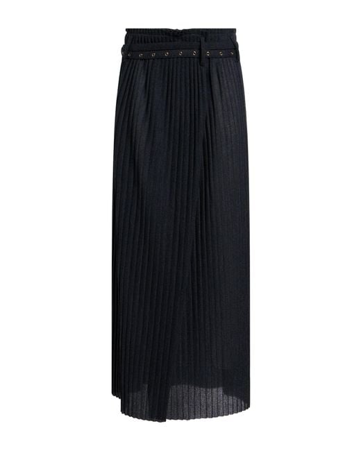 Giorgio Armani Black Charcoal Maxi Skirt Virgin Wool, Polyester